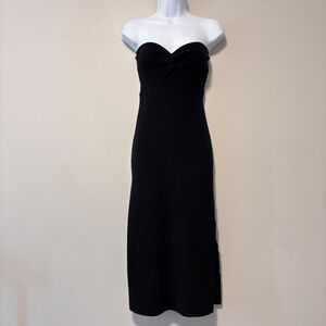 Bar III Women's Size Large Strapless Twist-Detail Black Midi Sweater Dress NWT